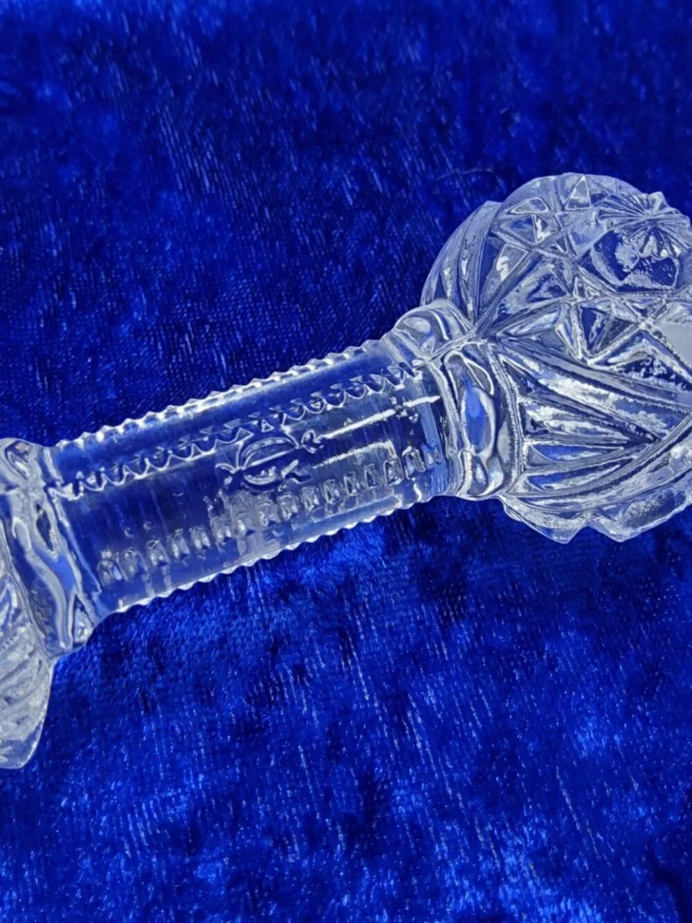 vintage pair of gorham cut lead chrystal barbell knife rest